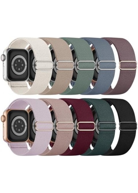 10-Pack Adjustable Stretchy Nylon Watch Bands – Classic Neutral Mix
