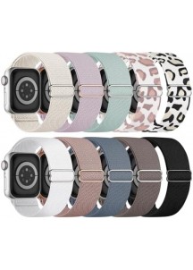 10-Pack Adjustable Stretchy Nylon Watch Bands – Leopard & Pastel Mix